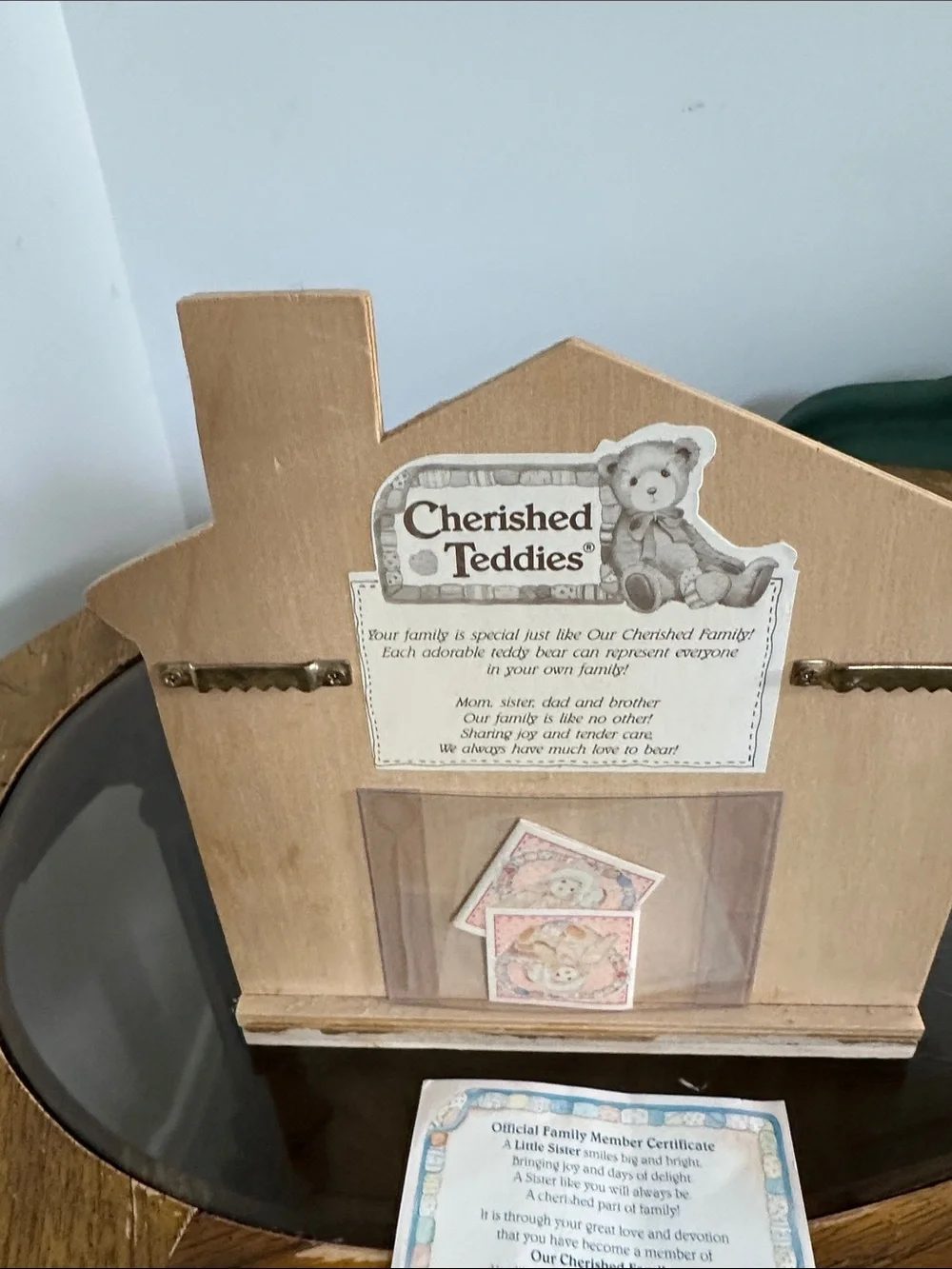 Cherished Teddies Pastel Blue and Cream Miniature Pop-Up Home